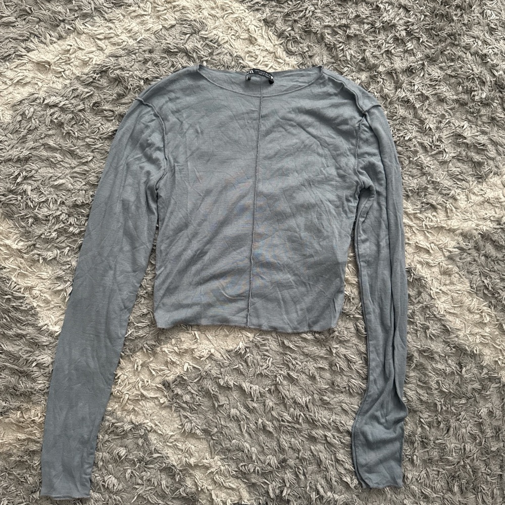 Zara Women's Long Sleeve Blue Top